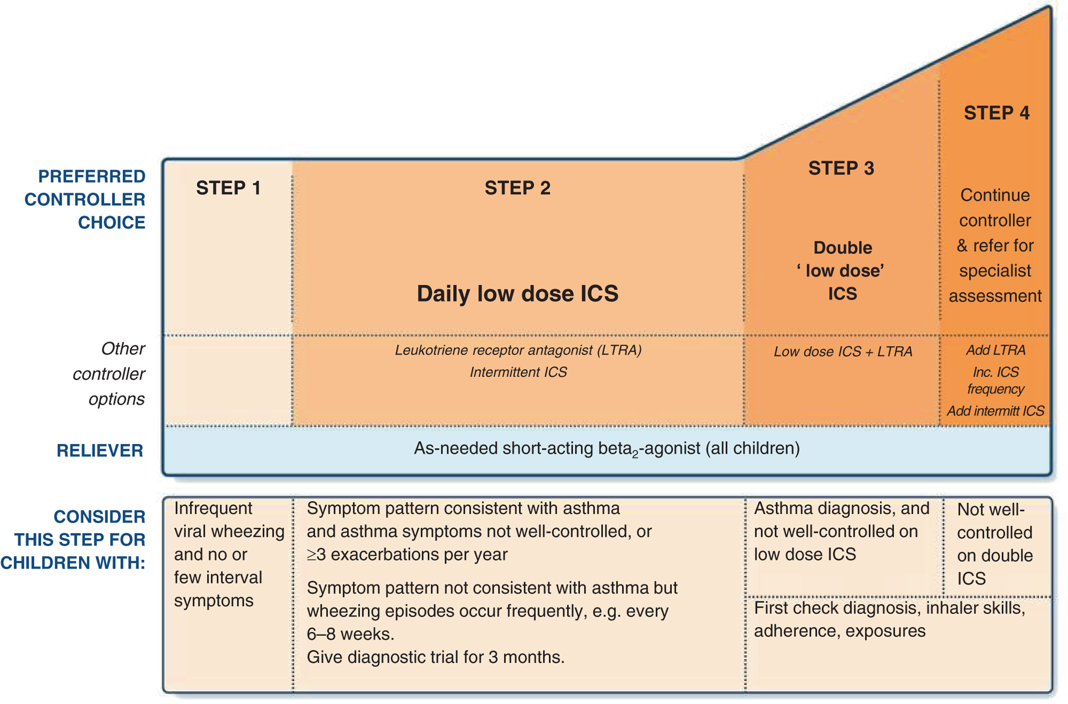Stepwise approach to pharmacotherapy in children under 5 years